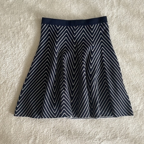 Carmen Marc Valo Knit Skirt in navy with white chevron print - Picture 3 of 8